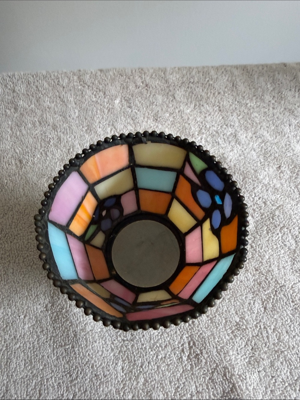 PartyLite Hydrangea Tiffany Stained Glass Votive Tealight Candle Holder - Picture 2 of 3